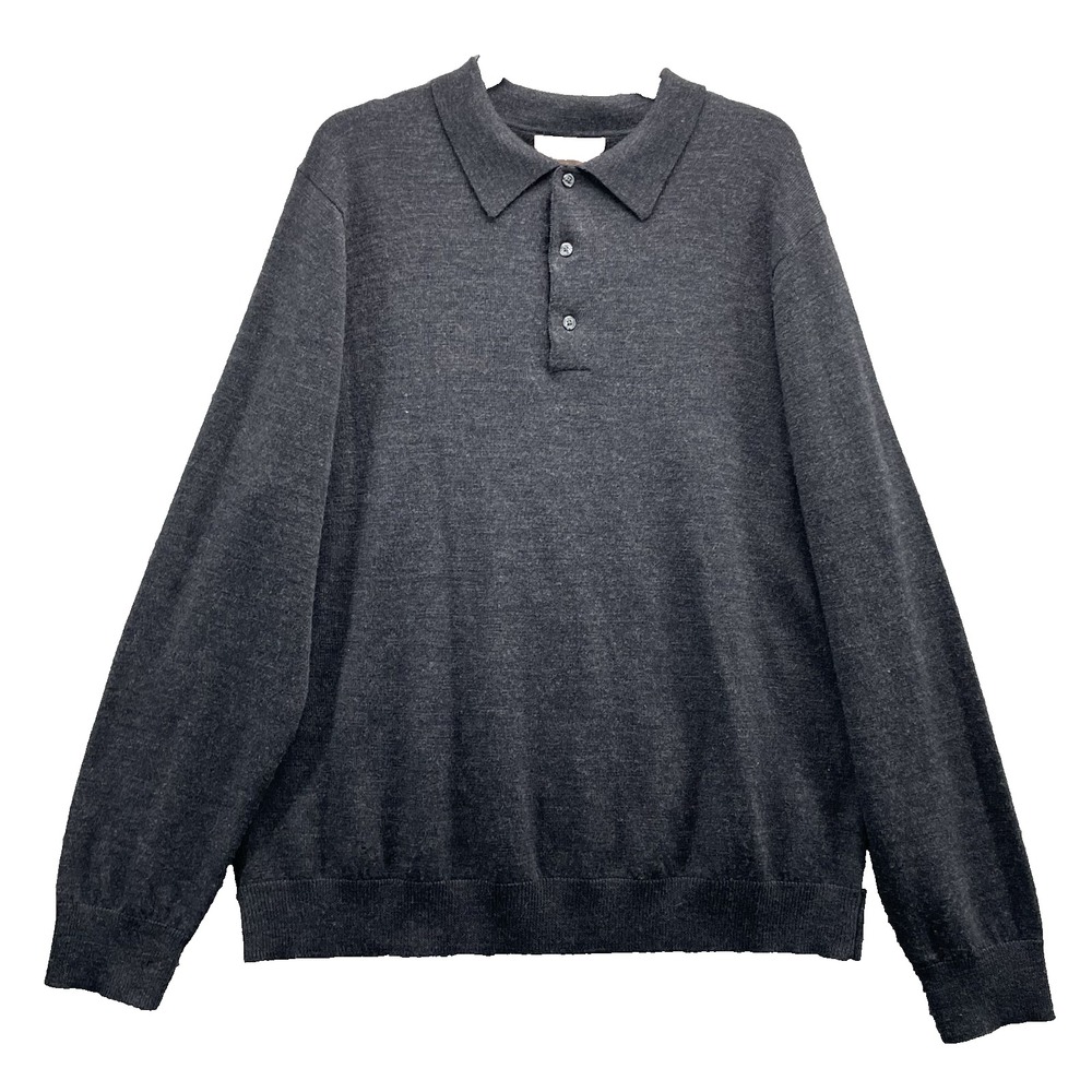 Merona 100% Merino Wool Polo Sweater Mens XL Classic Preppy Academia Travel 90's